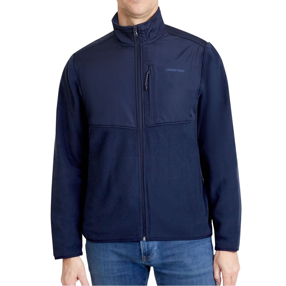 ✨Lands' End Men's T200 Fleece Jacket Full Zip Size L Navy Blue